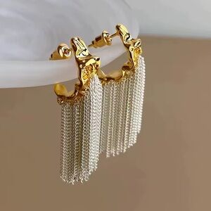 Anthropologie Gold and Silver Chain Earrings